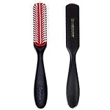 Denman Curly Hair Brush D143 (Black) 5 Row Long Handle Styling Brush for Detangling,...