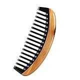 LWBTOSEE - Peine de madera de nim hecho a mano, de dientes finos, madera de sándalo...