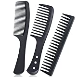 URAQT Peine de Carbono Negro, 3 Piezas Peine de Dientes Anchos Cepillo de Pelo Ancho,...